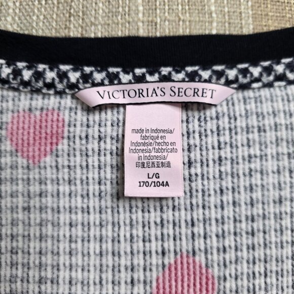 y2k Victoria's Secret Girly Femi Cottage Coquette Gingham & Hearts Thermal PJ's - Picture 8 of 14